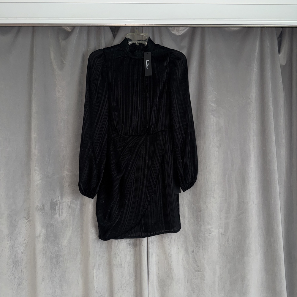 Lulu's Black Textured Long Sleeve Dress
